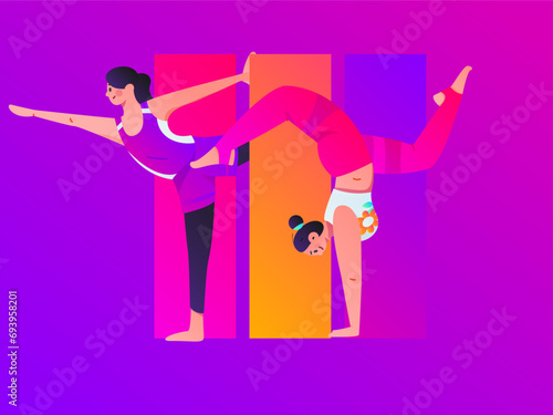 Practicing yoga, physical and mental health, flat vector character concept, operation hand drawn illustration
