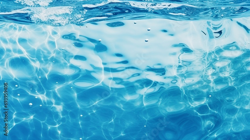 Tranquil Blue Water Surface Texture with Clear Ripples - Serene Aquatic Background for Fresh and Pure Nature Reflections in Ocean and Pool Environments.