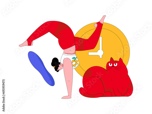 Practicing yoga, physical and mental health, flat vector character concept, operation hand drawn illustration
