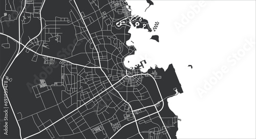 Layered editable vector illustration outline Map of Doha,Qatar