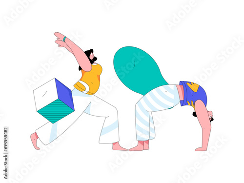 Practicing yoga, physical and mental health, flat vector character concept, operation hand drawn illustration
