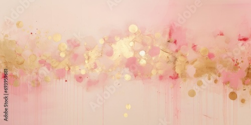 Creative pink background with golden motifs, AI generated