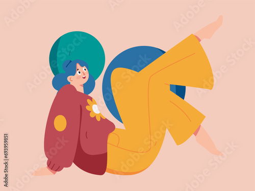 Practicing yoga, physical and mental health, flat vector character concept, operation hand drawn illustration
