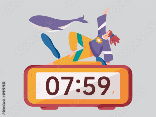 Practicing yoga, physical and mental health, flat vector character concept, operation hand drawn illustration
