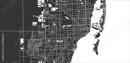 Layered editable vector illustration outline Map of Miami,USA