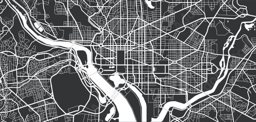 Layered editable vector illustration outline Map of Washington D.C,USA