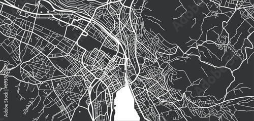 Layered editable vector illustration outline of Zurich,Switzerland. photo