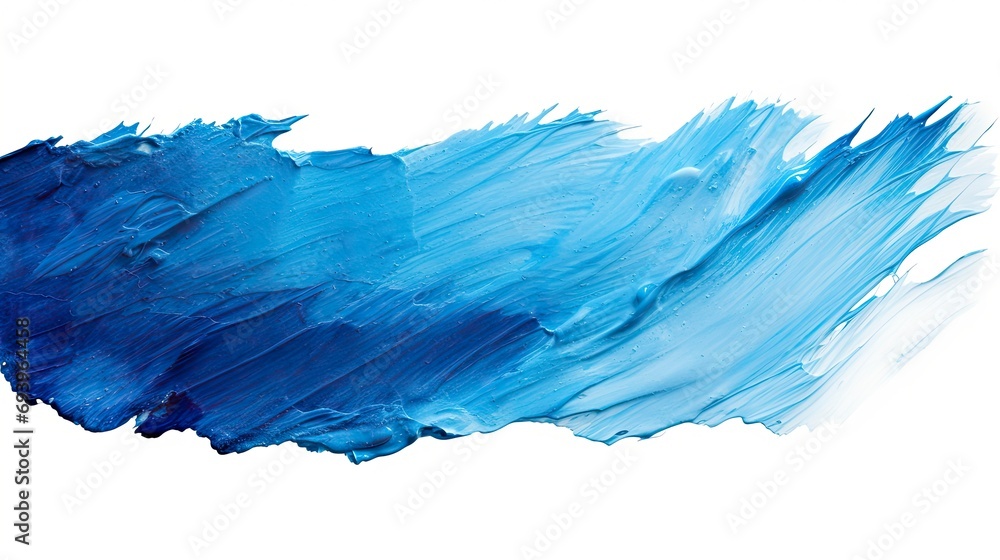 Abstract blue paint brush strokes in watercolor isolated against white background. Texture paper.