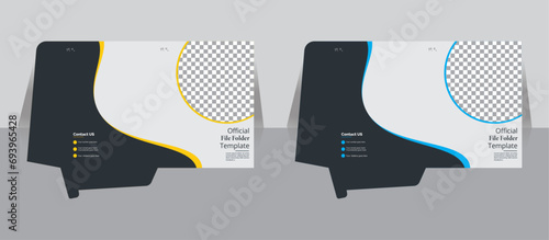 Business presentation folder template for corporate office Document folder design, cover design background for business design, with blue, yellows and black color  