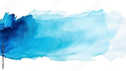 Abstract blue paint brush strokes in watercolor isolated against white background. Texture paper.