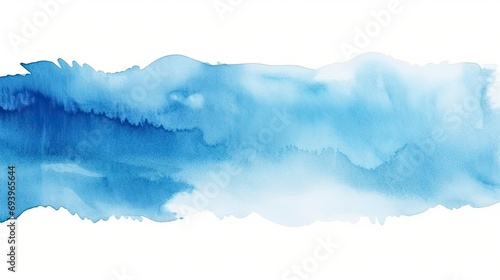 Abstract blue paint brush strokes in watercolor isolated against white background. Texture paper. © Image
