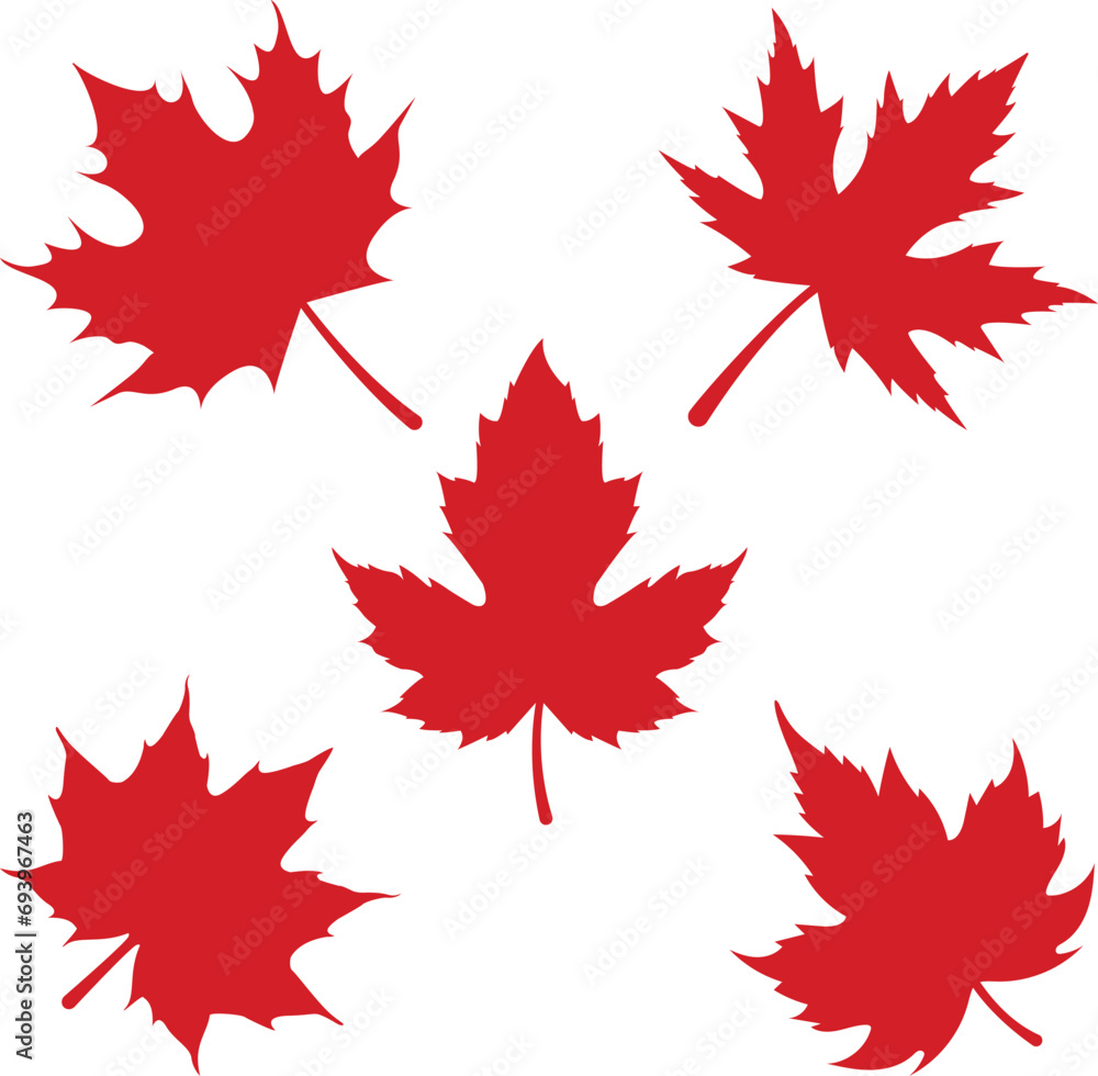 Set of Maple Leaf Silhouettes Vector Icon Illustration. Set of Maple Leaf Silhouettes Vector Icon Illustration.
