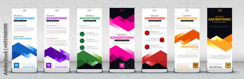 minimal vertical roll up standee set for Street Business, events, presentations, meetings, annual events, exhibitions in red, green, blue, yellow, orange, purple, orange