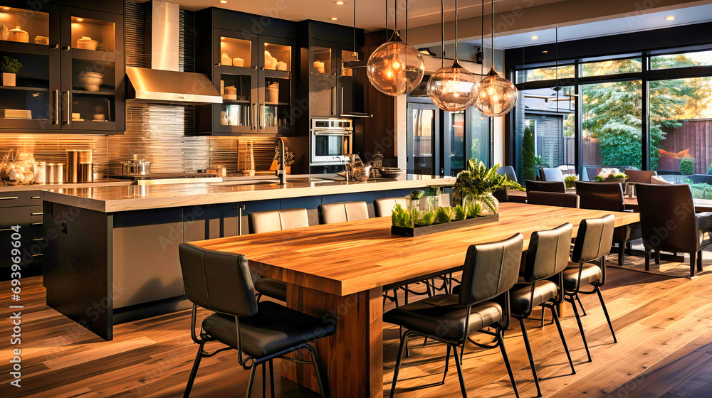 Stylish Kitchen with Open Concept Design and Industrial Accents,