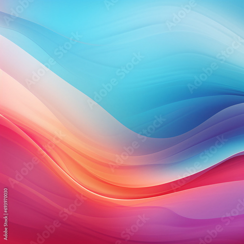 The abstract background is dominated by red, blue and orange