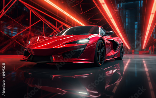 Trendy and cool sports car,created with Generative AI tecnology. © henvryfo