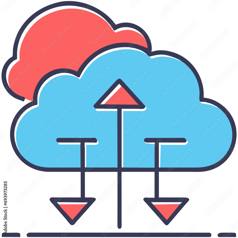 Cloud with data exchange arrows. vektor icon illustation
