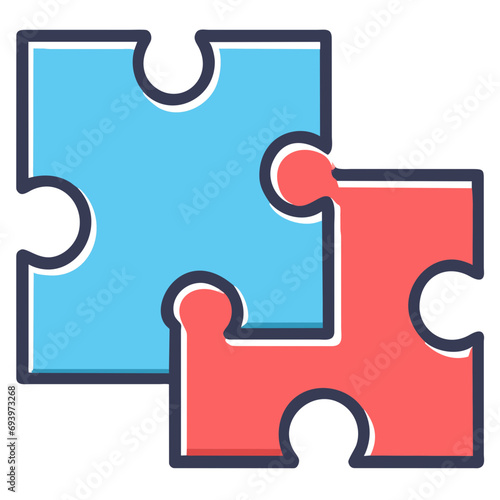 Puzzle pieces fitting together. vektor icon illustation