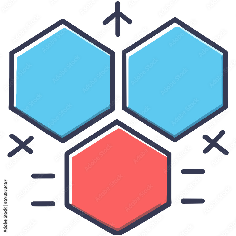 Interconnected hexagonal cells. vektor icon illustation Interconnected hexagonal cells. vektor icon illustation