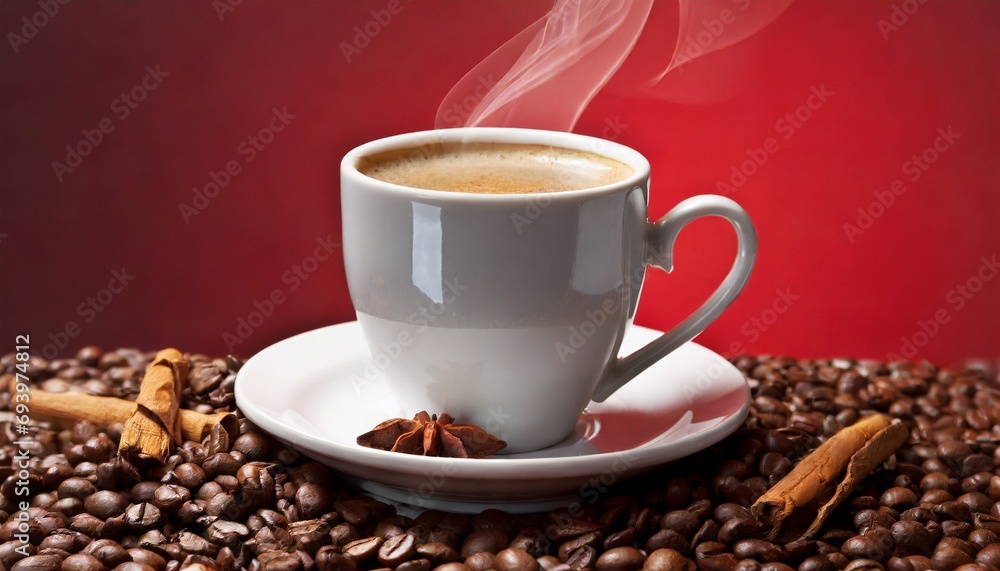 Cup of coffee over red background Cup of coffee over red background