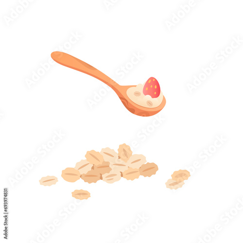 Oats cartoon vector illustration isolated on white background. Healthy breakfast. Natural products concept. Diet menu