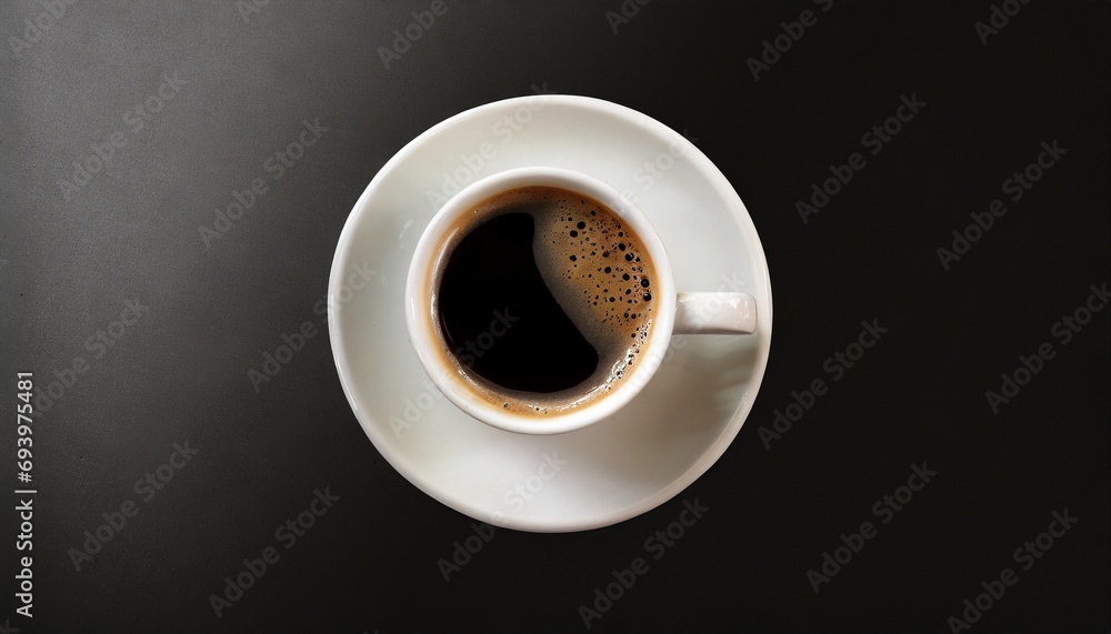 Coffee cup top view isolated and black background Coffee cup top view isolated and black background