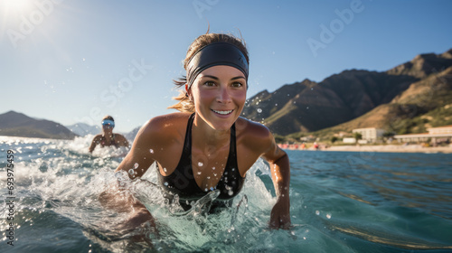 a professional swimmer in open water © jr-art