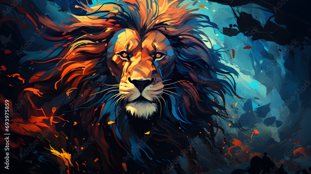 lion animal artistic abstract background - obrazy, fototapety, plakaty 