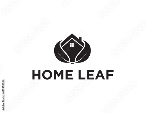 home leaf logo design 