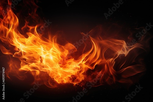 A close-up photograph capturing the intensity of fire on a black background. Perfect for adding a touch of warmth and energy to any project