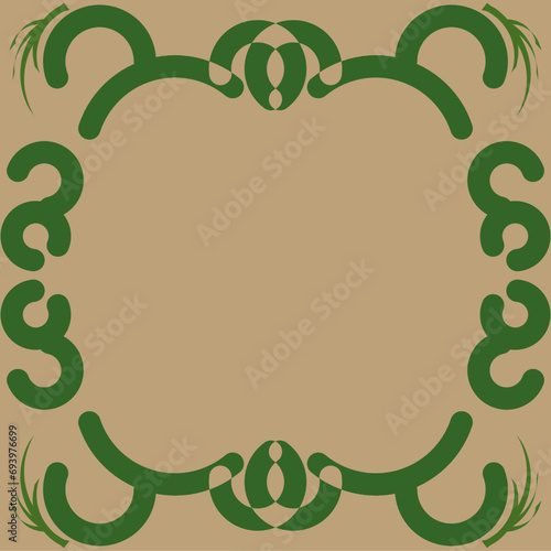 Design lines colors green frame with ornament background 