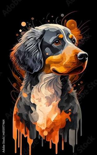 "Hues of Hound: A Colorful Dog Portrait"