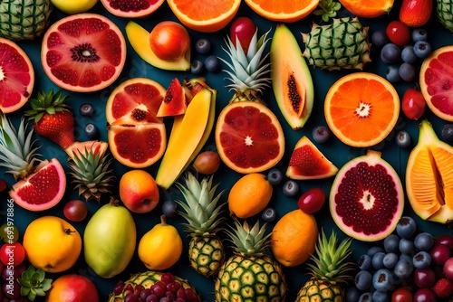 fruit and vegetable background Generated with AI.