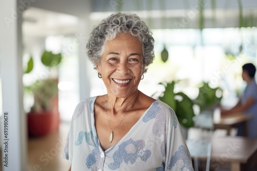 Portrait of a smiling elderly woman in nursing home photo
