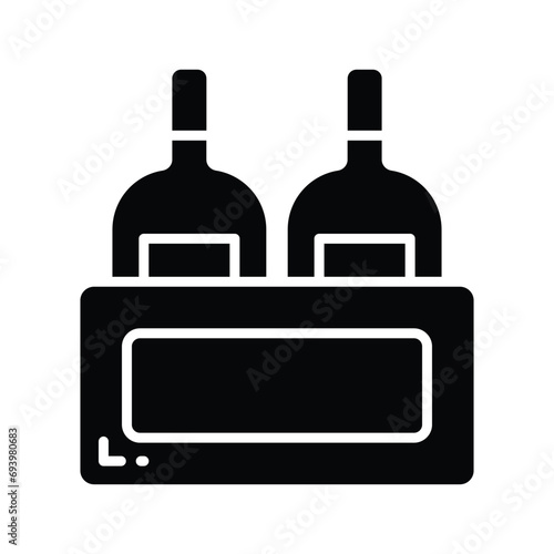 Editable icon of wine bottles crate, beer bottles inside wooden crate