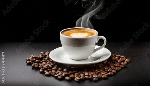 Cup of coffee over pink background