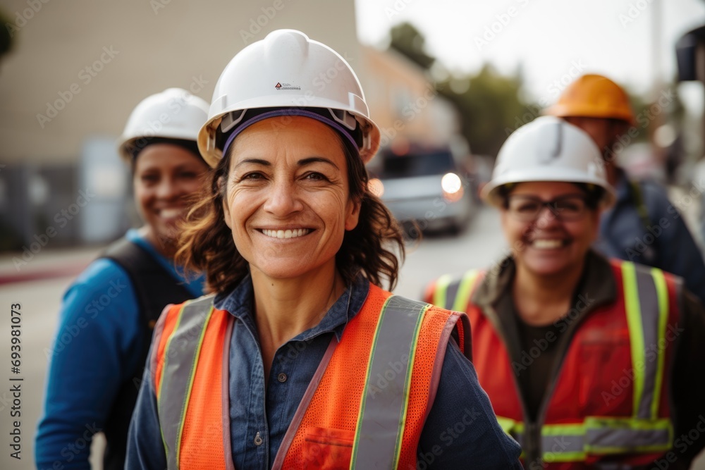 Portrait of middle aged female construction workers Portrait of middle aged female construction workers