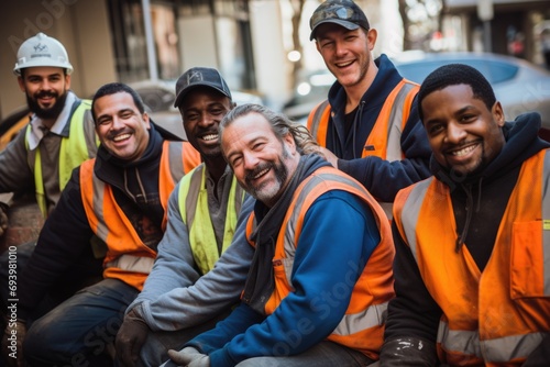 Group portrait of diverse community volunteers in city © Vorda Berge