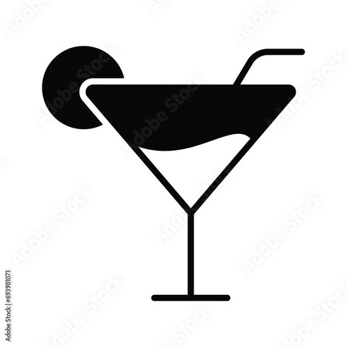 A glass of fresh drink with piece of lemon showing concept icon of party drink