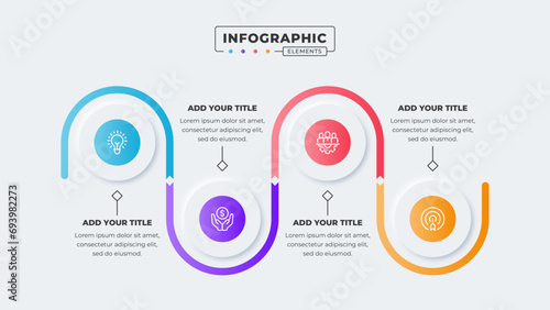 Vector business process infographic design template with 4 steps or options photo