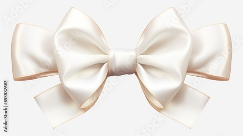 A simple white bow placed on a clean white background. This image can be used for various purposes