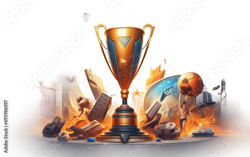 wining trophy isolated on transparent background. photo