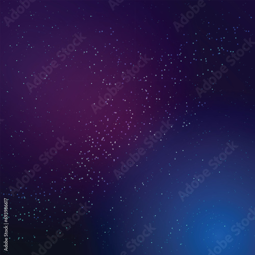 Beautiful galaxy with blue and pink nebula, realistic vector. Space background with realistic nebula and shining stars. Colorful space with stardust and Milky Way. Vector background