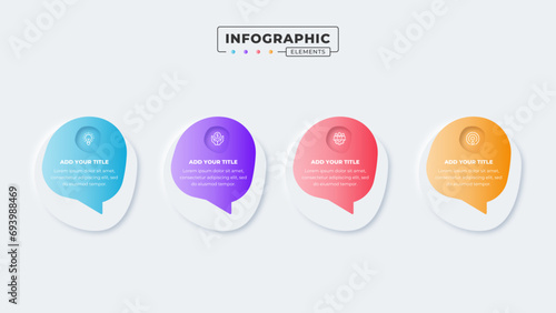 Vector business speech bubble infographic design template with 4 steps or options