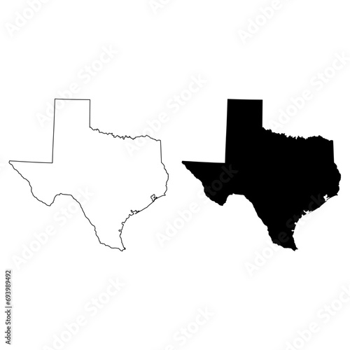 Set of Texas map shape, united states of america. Flat concept vector illustration