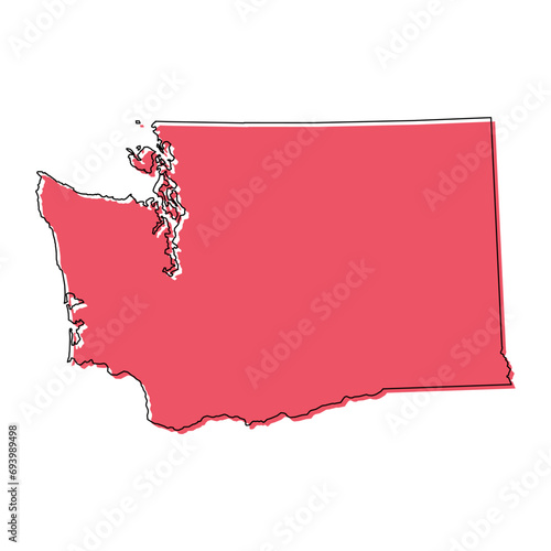 Washington map shape, united states of america. Flat concept icon symbol vector illustration