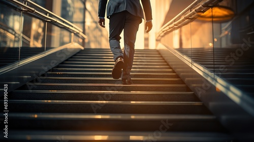 Businessman Walking Up Stairs photo
