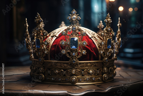 Golden royal crown with rubies