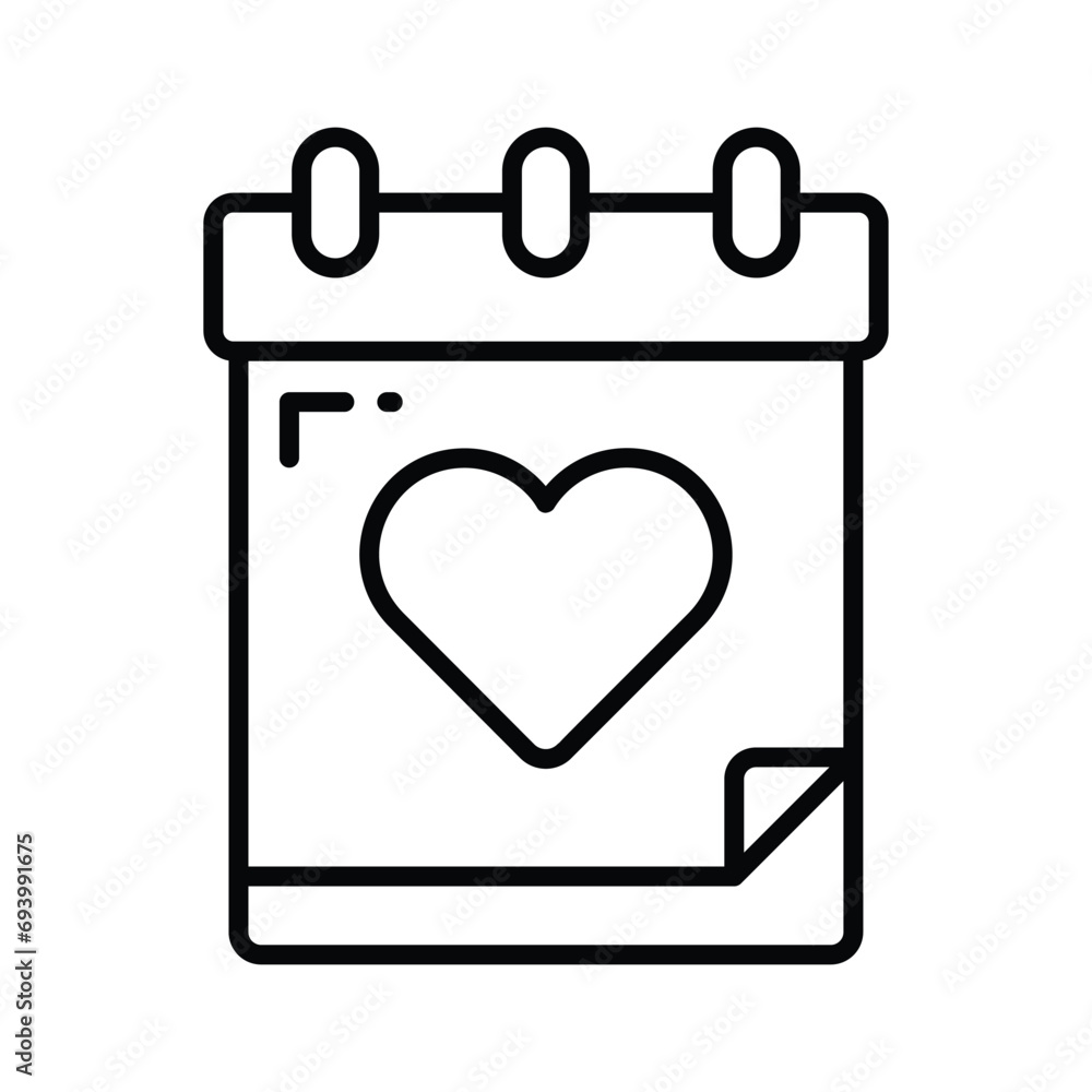 Calendar with heart showing concept icon of annual event vector design Calendar with heart showing concept icon of annual event vector design