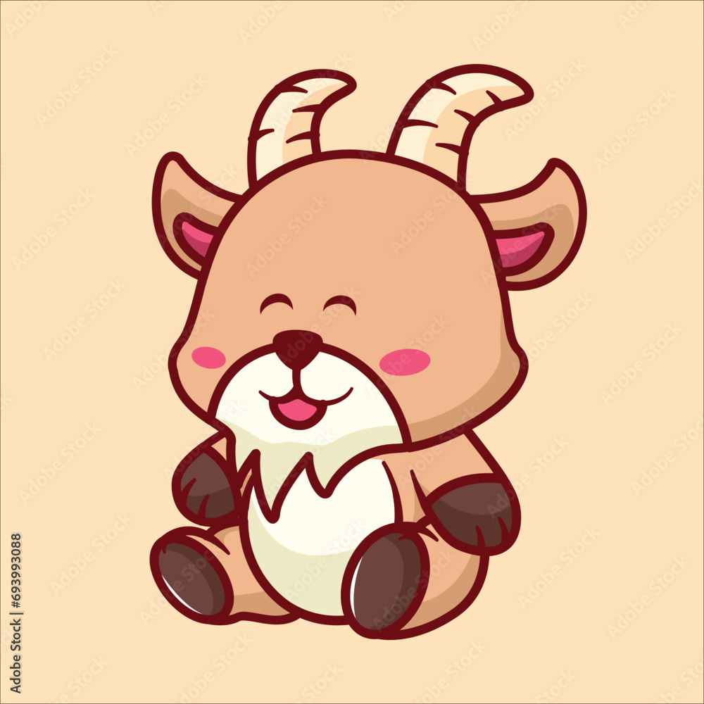 Naklejka premium Cute goat animal cartoon illustration